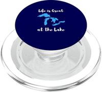 Life is Great at the Lake Great Lakes Funny Design PopSockets PopGrip para MagSafe
