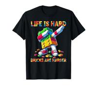 Life IS Hard Bricks Are Harder Master Builder Dabbing Funny Camiseta