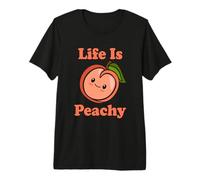 Life Is Peachy Lindo Kawaii Peach Food Pun Adorable Peach Camiseta Premium