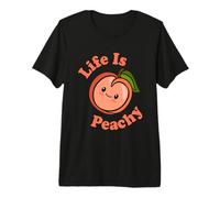 Life Is Peachy Lindo Kawaii Peach Food Pun Adorable Peach Camiseta Premium