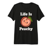 Life Is Peachy Lindo Kawaii Peach Food Pun Adorable Peach Camiseta Premium