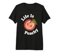 Life Is Peachy Lindo Kawaii Peach Food Pun Adorable Peach Camiseta Premium