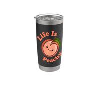 Life Is Peachy Lindo Kawaii Peach Food Pun Adorable Peach Vaso térmico de acero inoxidable de doble pared