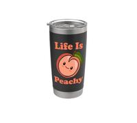Life Is Peachy Lindo Kawaii Peach Food Pun Adorable Peach Vaso térmico de acero inoxidable de doble pared