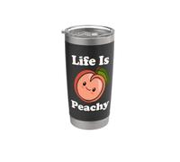 Life Is Peachy Lindo Kawaii Peach Food Pun Adorable Peach Vaso térmico de acero inoxidable de doble pared