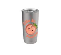 Life Is Peachy Lindo Kawaii Peach Food Pun Adorable Peach Vaso térmico de acero inoxidable de doble pared