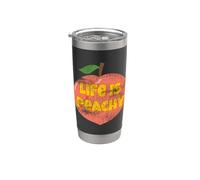 Life Is Peachy - Melocotón de frutas divertidas y envejecidas Vaso térmico de acero inoxidable de doble pared