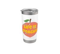 Life Is Peachy - Melocotón de frutas divertidas y envejecidas Vaso térmico de acero inoxidable de doble pared