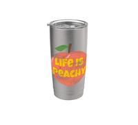 Life Is Peachy - Melocotón de frutas divertidas y envejecidas Vaso térmico de acero inoxidable de doble pared