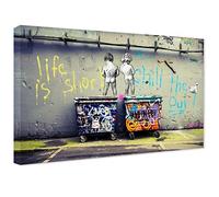 Life is Short - Cuadro sobre lienzo, listo para colgar, impresión artística de Banksy Like, moderna decoración de pared (varios formatos) (60 x 80 cm)