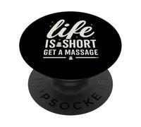Life Is Short Get a Massage Retro Therapist Typography PopSockets PopGrip Adhesivo