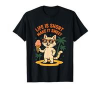 Life Is Short Make It Sweet Cat Helado Verano Camiseta