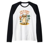 Life Is Short Make It Sweet Cat Helado Verano Camiseta Manga Raglan