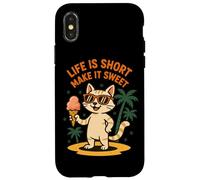 Life Is Short Make It Sweet Cat Helado Verano Carcasa para iPhone X/XS