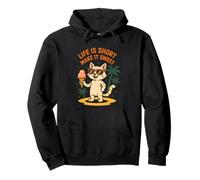 Life Is Short Make It Sweet Cat Helado Verano Sudadera con Capucha