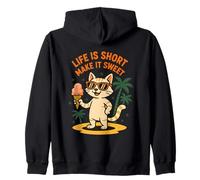 Life Is Short Make It Sweet Cat Helado Verano Sudadera con Capucha