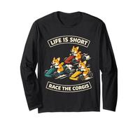Life Is Short Race The Corgis Funny Go Kart Racing Lifestyle Manga Larga