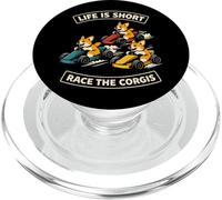 Life Is Short Race The Corgis Funny Go Kart Racing Lifestyle PopSockets PopGrip para MagSafe
