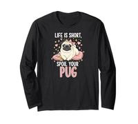 Life Is Short Spoil Your Pug Cute Dog Mom Princess Crown Manga Larga