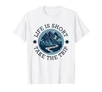 Life Is Short Take The Trip Travel Adventurer Senderismo Camping Camiseta gráfica económica, Hombre, Blanco, XL