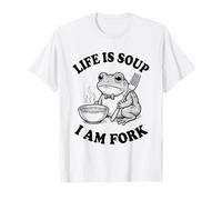 Life Is Soup I Am Fork Funny Frog Vintage Gráfico Humor Meme Camiseta