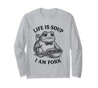 Life Is Soup I Am Fork Funny Frog Vintage Gráfico Humor Meme Manga Larga