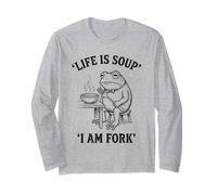 Life Is Soup I Am Fork Funny Frog Vintage Gráfico Humor Meme Manga Larga