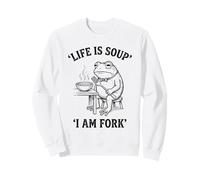 Life Is Soup I Am Fork Funny Frog Vintage Gráfico Humor Meme Sudadera