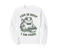 Life Is Soup I Am Fork Funny Frog Vintage Gráfico Humor Meme Sudadera