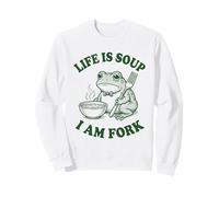 Life Is Soup I Am Fork Funny Frog Vintage Gráfico Humor Meme Sudadera