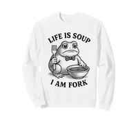 Life Is Soup I Am Fork Funny Frog Vintage Gráfico Humor Meme Sudadera
