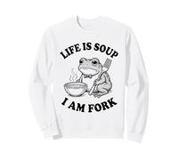 Life Is Soup I Am Fork Funny Frog Vintage Gráfico Humor Meme Sudadera