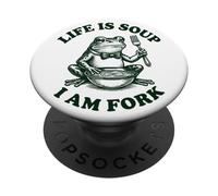 Life Is Soup I'm Fork Frog - Diseño Divertido Vintage PopSockets PopGrip Adhesivo