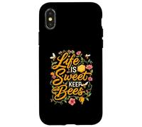Life is Sweet Keep Bees Beekeeper Honey Bee Lover Carcasa para iPhone X/XS