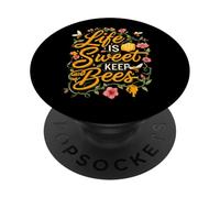 Life is Sweet Keep Bees Beekeeper Honey Bee Lover PopSockets PopGrip Adhesivo