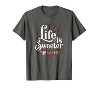 Life is Sweeter - Diseño de Cita Motivacional con dijes de corazón Camiseta