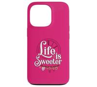 Life is Sweeter - Diseño de Cita Motivacional con dijes de corazón Carcasa para iPhone 13 Pro