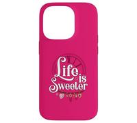 Life is Sweeter - Diseño de Cita Motivacional con dijes de corazón Carcasa para iPhone 14 Pro