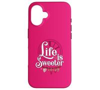 Life is Sweeter - Diseño de Cita Motivacional con dijes de corazón Carcasa para iPhone 16