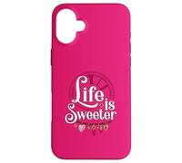 Life is Sweeter - Diseño de Cita Motivacional con dijes de corazón Carcasa para iPhone 16 Plus