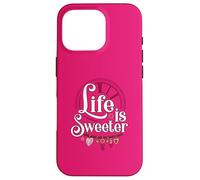 Life is Sweeter - Diseño de Cita Motivacional con dijes de corazón Carcasa para iPhone 16 Pro