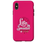 Life is Sweeter - Diseño de Cita Motivacional con dijes de corazón Carcasa para iPhone X/XS