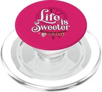 Life is Sweeter - Diseño de Cita Motivacional con dijes de corazón PopSockets PopGrip para MagSafe