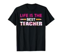 Life Is The Best Teacher Flower Teach Funny School Teachers Camiseta gráfica económica