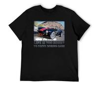 Life is Too Short to Drive Boring Cars - Camiseta vintage para hombre con diseño de coche musculoso Hotrod, Estilo negro, 3XL