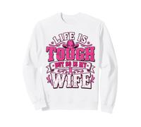 Life Is Tough But So Is My Wife Pink Ribbon Cancer Awareness Sudadera