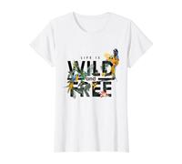Life Is Wild and Free, Summer Floral Paradise Humor Graphic Camiseta gráfica económica, Mujer, Blanco, L