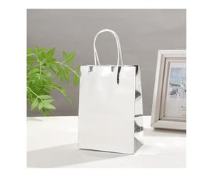 Life-Laser - Bolsas de regalo brillantes para fiestas de cumpleaños, regalos de embalaje, juguetes dulces, papel reutilizable, 10 unidades, 24 piezas (blanco, 10 unidades_15 x 8 x 21 cm)