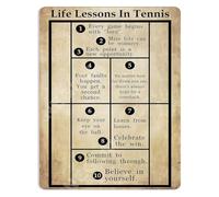 Life Lessons On Court Knowledge Vintage Metal Tin Sign Tennis Lover Decor 8 X 12 in