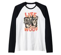 Life Love Woof Cool Dogs Gafas de Sol para Amantes de Las Mascotas Camiseta Manga Raglan